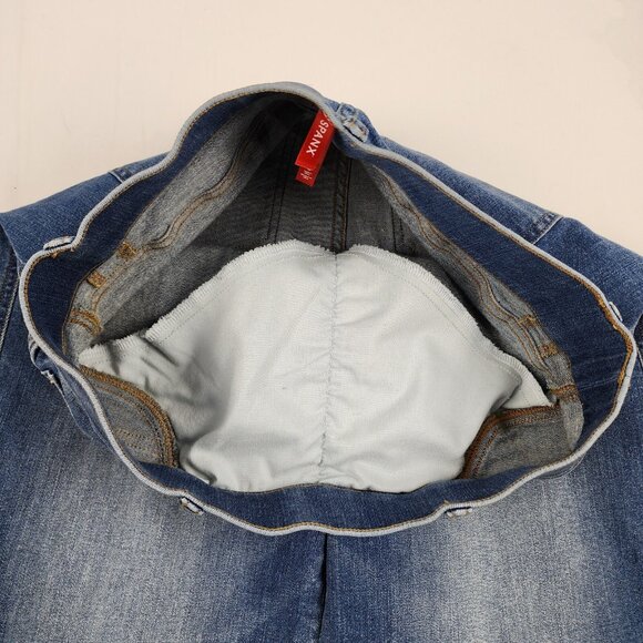 Spanx Jeans Womens Blue Large Straight Leg Pull on Denim Pants 30x28 20356R - Picture 5 of 11